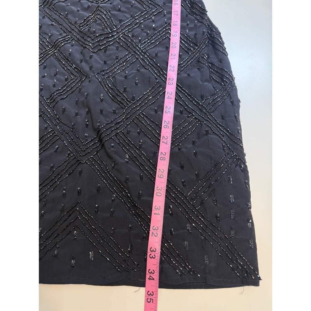 Black Beaded Sequin Sheath Dress Sleeveless Size 8 - Picture 5 of 8
